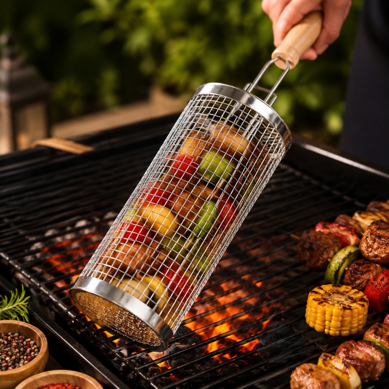 Outdoor Camping Outfit - Set di Cestelli Rotondi per Barbecue